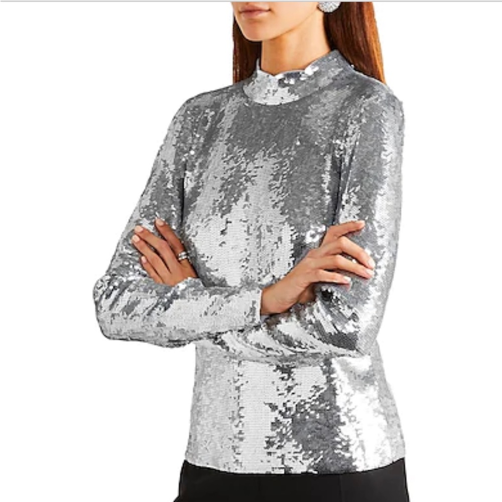 Veronica Beard- Lucinda Sequined Turtleneck Top
